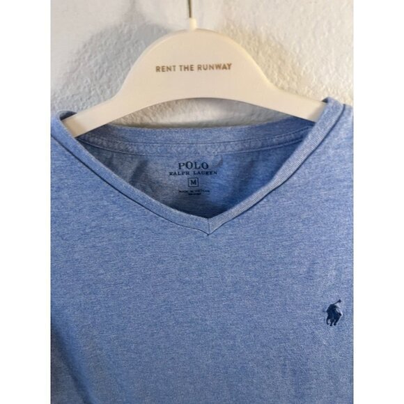 Men's vneck blue Polo Ralph Lauren shirt size M - Picture 2 of 3